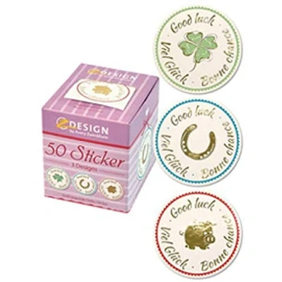 Abbildung von AVERY Zweckform 56811 Motivationsetiketten (Aufkleber, &quot;Viel Glück&quot;, Papiersticker mit Silberprägung, 38 mm im Spender, Geschenkaufkleber, Hochzeit, Silvester, Glücksbringer) 50 Stück auf Rolle