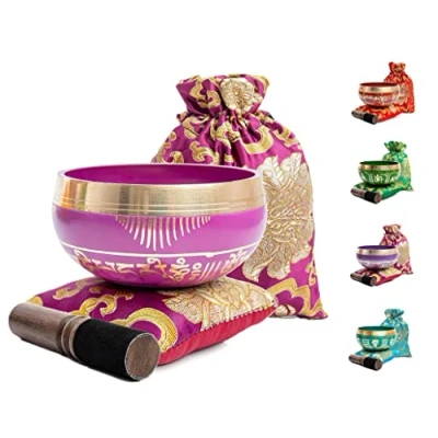 Abbildung von Tibetische Klangschalen Set einfach zu spielen für Anfänger authentische handgemachte Achtsamkeit, Meditation, ganzheitlicher Klang, 7 Chakra Heilungsgeschenk von Himalayaar (Orchidee) …