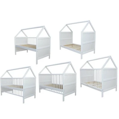 Abbildung von Micoland Hausbett Babybett Kinderbett Juniorbett Bett Haus 140x70 cm umbaubar weiß