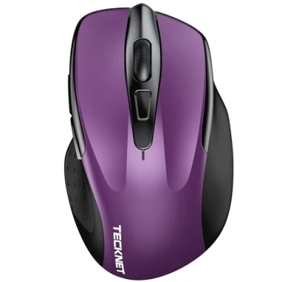 Abbildung von TECKNET Bluetooth Maus, 4800 DPI Kabellos Ergonomische Maus (Tri Modi: BT 5.0/3.0+2.4G), 30 Monate Batterielaufzeit, Leise Funkmaus für Laptop PC Computer, Windows, Mac OS, Android