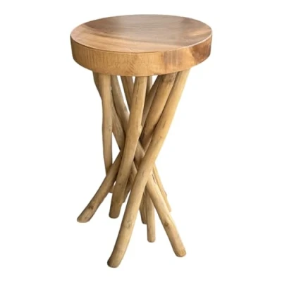 Abbildung von FaHome Holzhocker Rund Hocker Holz Ablagetisch Natur Beistelltisch Möbel Saman Blumenhocker Massiv
