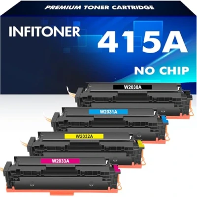 Abbildung von 4er Pack 415A 415X Kompatible Ersatz für HP Color Laserjet Pro MFP M479fdw M479dw M479dn M479fnw M479fdn M454dn M454dw M479 M454 W2031A W2032A W2033A Multipack W2030A W2030X Kein Chip