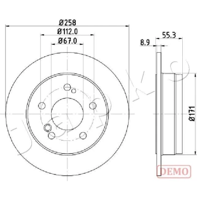 Abbildung von JAPKO 610504C Bremsscheibe 258 9 5 voll lackiert MERCEDES BENZ: C Klasse Limousine