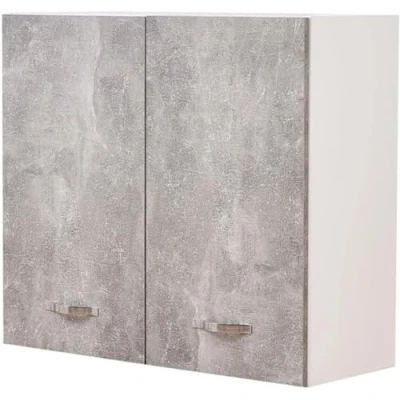 Abbildung von Hängeschrank für die Küche, aus Holz mit Zwei Türen, 1 Regal und 2 Fächern, geräumiger robuster Wandschrank, Maße: 80 x 32 72 cm (grau)