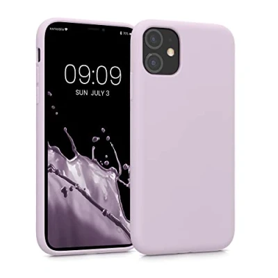 Abbildung von kwmobile Hülle kompatibel mit Apple iPhone 11 weiches TPU Silikon Case Cover geeignet für kabelloses Laden Nude Lilac