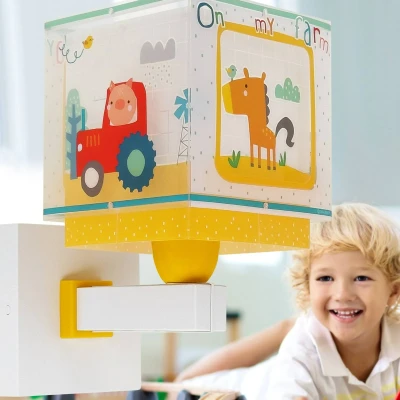Abbildung von Dalber kinder Wandlampe, Kinderlampe Wandleuchte, kinderzimmer My Farm Bauernhof Tiere, 63409, E27