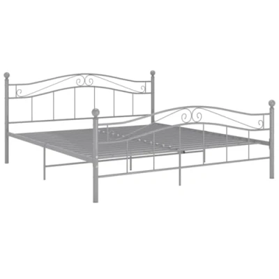 Abbildung von vidaXL Bett mit Lattenrost Metallbett Bettgestell Doppelbett Schlafzimmerbett Ehebett Bettrahmen Schlafzimmermöbel Grau Metall 200x200cm