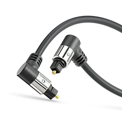 Abbildung von sonero® Premium optisches Toslink Kabel, 3,00m, vergoldete Kontakte, 2 x 90 Stecker, 360 drehbar, schwarz