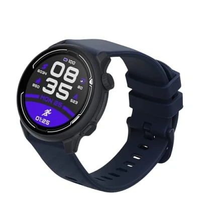 Abbildung von kwmobile Ersatzarmband kompatibel mit COROS PACE 2 / APEX (42mm) Armband Fitnesstracker Band aus Silikon Carbon Print für Smartwatch Dunkelblau
