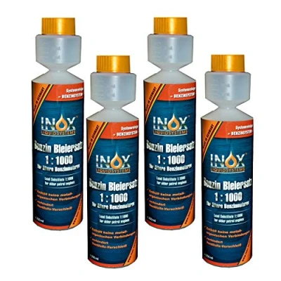 Abbildung von INOX® Benzin Blei Ersatz 1:1000, 4 x 250 ml Kraftstoffadditiv für ältere Benzinmotoren gegen Leistungsabfall und Motorschäden