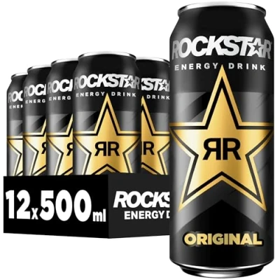 Abbildung von Rockstar Energy Drink Original Koffeinhaltiges Erfrischungsgetränk für den Energie Kick, EINWEG (12 x 500ml) (Verpackungsdesign kann abweichen)