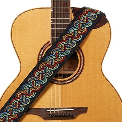 Abbildung von Amumu Celtic Knot Gitarrengurt aus Polyester für Akustik , E und Bassgitarren, mit Gurtblöcken Kopfplattengurt