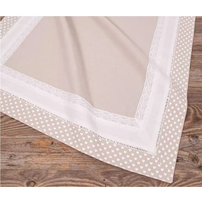 Abbildung von matches21 HOME &amp; HOBBY Tischdecke Mitteldecke Landhaus Premium TRAUDL beige weiß 70x70 cm (1 tlg)