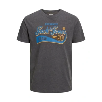 Abbildung von JACK&amp;JONES PLUS Herren JJELOGO Tee SS O Neck 2 COL 23/24 PLS T Shirts, Dark Grey Melange, 4XL