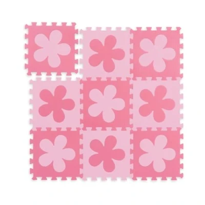 Abbildung von relaxdays Puzzlematte Blumenmuster, Rosa Pink