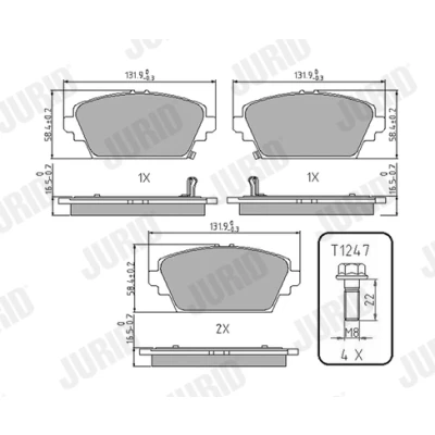 Abbildung von JURID 572429J Bremsbelagsatz mit akustischer Verschleißwarnung Zubehör HONDA: Accord 6 Limousine, Schrägheck, MG: ZS Limousine