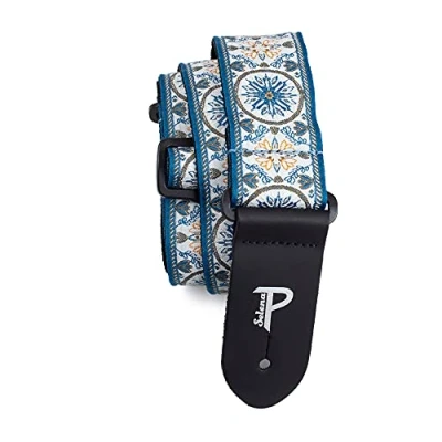 Abbildung von Perri&#039;s Leathers Ltd. Gitarrengurt Nylon Jacquard The Hope Collection Mandala Blau Einstellbar Für Akustik /Bass /Elektrogitarren Hergestellt in Kanada (TWS 6806)