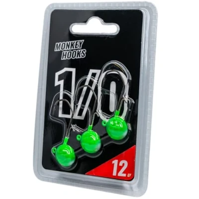 Abbildung von Bleikopf Monkey Hook Size 1/0 Green White 12g
