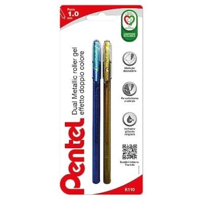 Abbildung von Pentel K110 Hybrid Dual metallic 1 stück blau + grün /1 gold