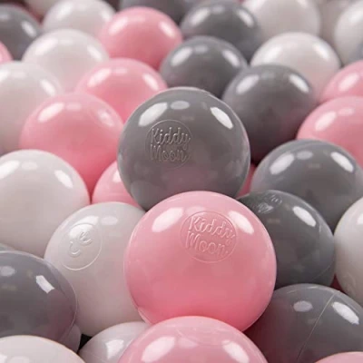 Abbildung von KiddyMoon 200 ∅ 7Cm Kinder Bälle Spielbälle Für Bällebad Baby Plastikbälle Made In EU, Weiß/Grau/Puderrosa