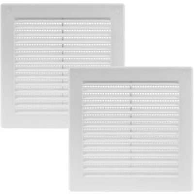 Abbildung von Vent Systems 150x150 mm 2 Stück Weiße Lüftungsabdeckung flache, quadratische Lüftungsschlitze Integrierter Insektenschutz HVAC Lüftungsöffnungen für Badezimmer, Heimbüro