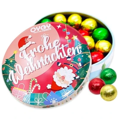 Abbildung von OYOY Geschenkbox Weihnachten gefüllt mit Weihnachtsschokolade I Süßigkeiten Box je 200g Schokokugeln Ideal für Nikolaus Geschenke als Adventskalender Füllung Schokolade Geschenk