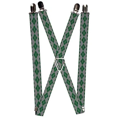 Abbildung von Buckle Down Herren Suspenders Joker Diamonds Gray/Green Strumpfhalter, Mehrfarbig, Einheitsgröße