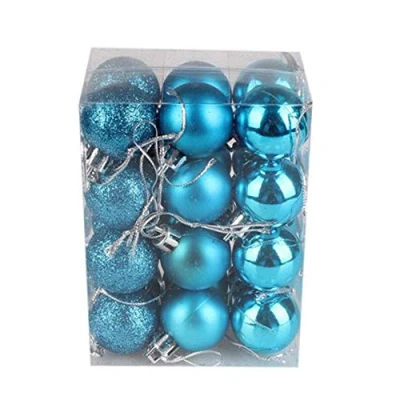 Abbildung von 30 mm/12 Stück Weihnachtskugeln, bruchsicher, blaugrün, Weihnachtsbaumschmuck, Kugel, Ornamente, Kugeln, Weihnachtsdekoration, Urlaubsdekoration, glänzend, matt, glitzernd