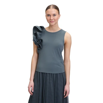 Abbildung von Vera Mont RÜSCHEN MIT Rundhalsausschnitt Bluse, Damen, Größe: 34, Grey olive
