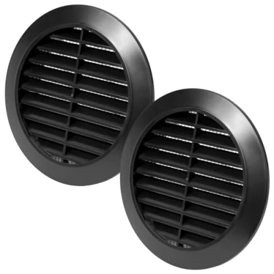 Abbildung von Vent Systems 2 Stück 90 mm Schwarz Lüftungsabdeckung Runde Lüftungsschlitze Grillabdeckung Integrierter Insektenschutz HVAC Lüftungsöffnungen für Badezimmer, Heimbüro, Küche