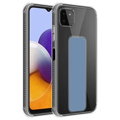 Abbildung von Cadorabo Hülle kompatibel mit Samsung Galaxy A22 5G Schutzhülle TPU Silikon Case Standfunktion Design Kameraschutz Slim Kratzfest Weiche Gummi Rundumschutz für in Blau