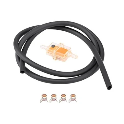 Abbildung von Keenso Motorrad Kraftstofffilter Kit, Universal 6mm + 1m Benzinschlauch Schlauchklemme Universell für Motorrad, Roller(Rot)