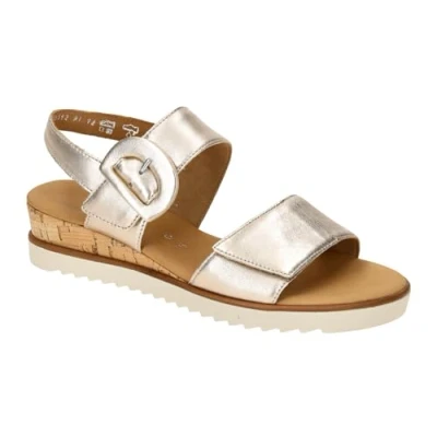 Abbildung von Gabor Damen Sandaletten, Frauen Sandalen,Moderate Mehrweite (G),Riemchensandalen,elegant,Leichter Absatz,Puder (Kork/Creme),43 EU / 9 UK
