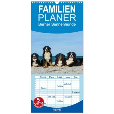 Abbildung von Familienplaner 2025 Berner Sennenhund mit 5 Spalten (Wandkalender, 21 cm x 45 cm), CALVENDO