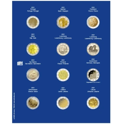 Abbildung von Safe, TOPset, Nachtrag 2 Euro Münzen in Kapseln 2021 Blatt 35 Transp/blauem Vordruckblatt Abm: 185x230 mm. pro Stk.