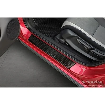 Abbildung von Schwarz Edelstahl Einstiegsleisten kompatibel mit Honda Jazz Crosstar 2020 &#039;Lines&#039; 4 teilig