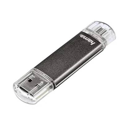 Abbildung von Hama USB Stick &quot;Laeta Twin&quot;, 2.0, 16GB, 10MB/s, Grau (Lesegeschwindigkeit 10 MB/s)
