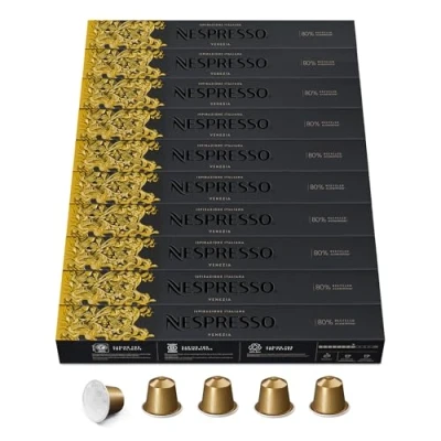 Abbildung von NESPRESSO ORIGINAL Ispirazione Venezia, Dunkle Röstung, Kompatibel mit Kaffeemaschinen, Kapsel Set aus 100 Kaffeekapseln
