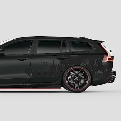 Abbildung von Finest Folia 2er Set XXL Auto Aufkleber je 200x60cm Motorrad Bus Sticker Kfz Zubehör Waben Tuning Dekor Linien Design Folie KX078 (10 Schwarz Matt)