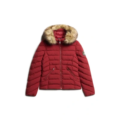 Abbildung von Superdry FUJI Hooded Padded Winterjacke, Damen, Größe: 42, Stanton red
