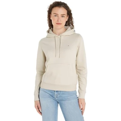 Abbildung von Tommy Jeans Damen Hoodie Rundhalsausschnitt Regular Fit, Elfenbein (Newsprint), XL