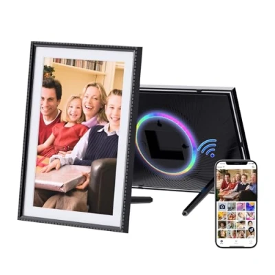 Abbildung von HDeye 10.1 Zoll WiFi Digitaler Fotorahmen, 1280x800 IPS Touchscreen, 32GB Speicher, Auto Rotate, Wandmontage, einfache Einrichtung Fotos &amp; Videos sofort über Aimor App, RGB Lichtmodus