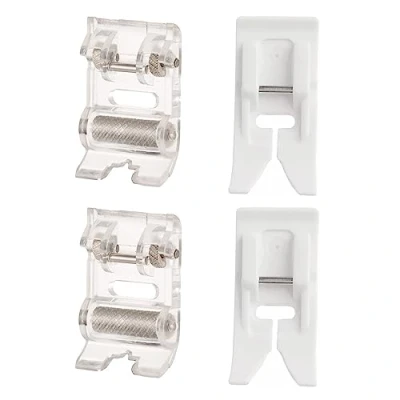 Abbildung von Guador Roller Presser Fuß Overlockfuß Nähfuß 4pcs Nähmaschine Rollenfuß Teflonfuß Antihaftfuß Gleitfuß