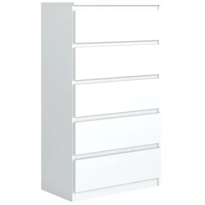 Abbildung von meble masztalerz Kommode Weiss Matt mit 5 Schubladen 70 cm, Sideboard Wohnzimmer, Schlafzimmer H: 124,5 B: T: 39 cm Schubladen, Schubladenschrank