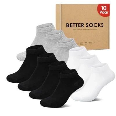 Abbildung von IceReco Sneaker Socken Herren 39 42 Kurz Damen 10 Paar Baumwolle Weiß Schwarz Grau Kurze Sportsocken Laufsocken Sport Halbsocken Sneakersocken Herrensocken Sommer Damensocken Running Socks