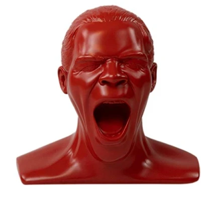 Abbildung von Oehlbach Scream Unlimited Plus exklusiver Kopfhörerständer in Form des legendären Kopfes Optimale Aufbewahrung von größeren Over /On Ear Kopfhörer (Made Germany) Handmade Feuerrot