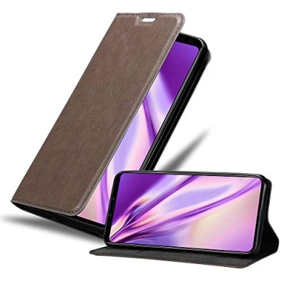Abbildung von Cadorabo Hülle kompatibel mit Google Pixel 4 XL aus Premium Kunst Leder Flip Klappbare Stoßfeste Magnetische [Standfunktion] [Kartenfächern] Cover für Tasche in Braun