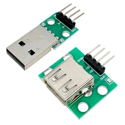 Abbildung von PENGLIN 5PCS USB2.0 Stecker und Buchse auf DIP Adapter 2.54mm Teilung,USB 2.0 Typ A zu Konverter Breakout Board mit 4 Pins