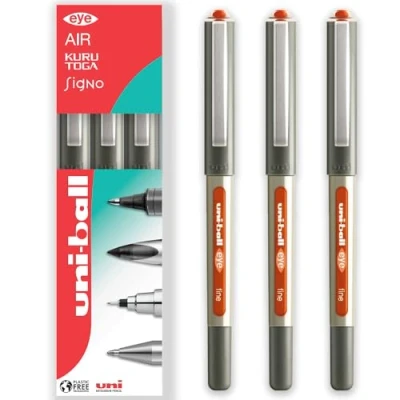 Abbildung von uni ball Eye UB 157 Tintenroller, 0,7 mm Spitze, in Geschenkverpackung, Orange, 3 Stück