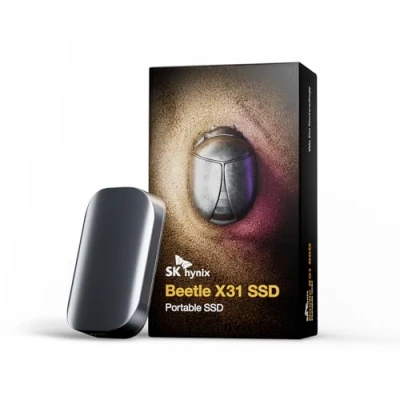 Abbildung von SK Hynix Beetle X31 2TB Extern SSD USB C 3.2 Gen2 mit DRAM bis zu 1050 MB/s Portable Externe Festplatte kompatibel Windows PC, Mac, Tablet, Android Smartphone, Spielkonsolen (Dark Grey)